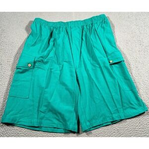 King Size Cargo Shorts‎ Men 2XLT Teal Pull On Stretch Flap Pockets Athleisure